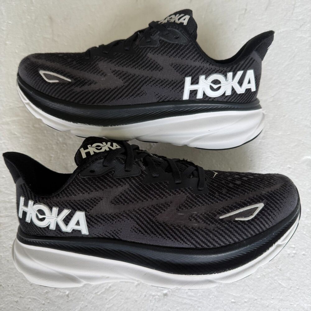 Hoka One One Women's Clifton 9 1127896 BWHT Black Running Shoe Sneaker Size 8B